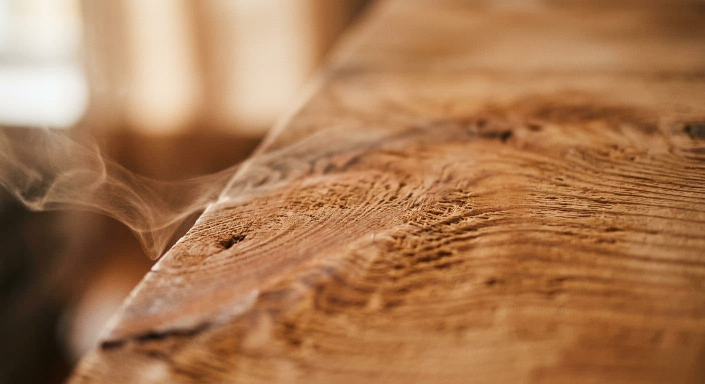 Gros plan sur le grain d’un bois de pin chaleureux